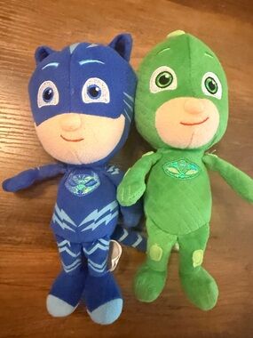Plush Toy Set - Blue Catboy & Green Gekko